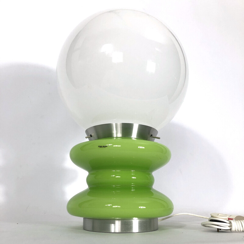 Vintage green Murano glass table lamp by Stilux Milano