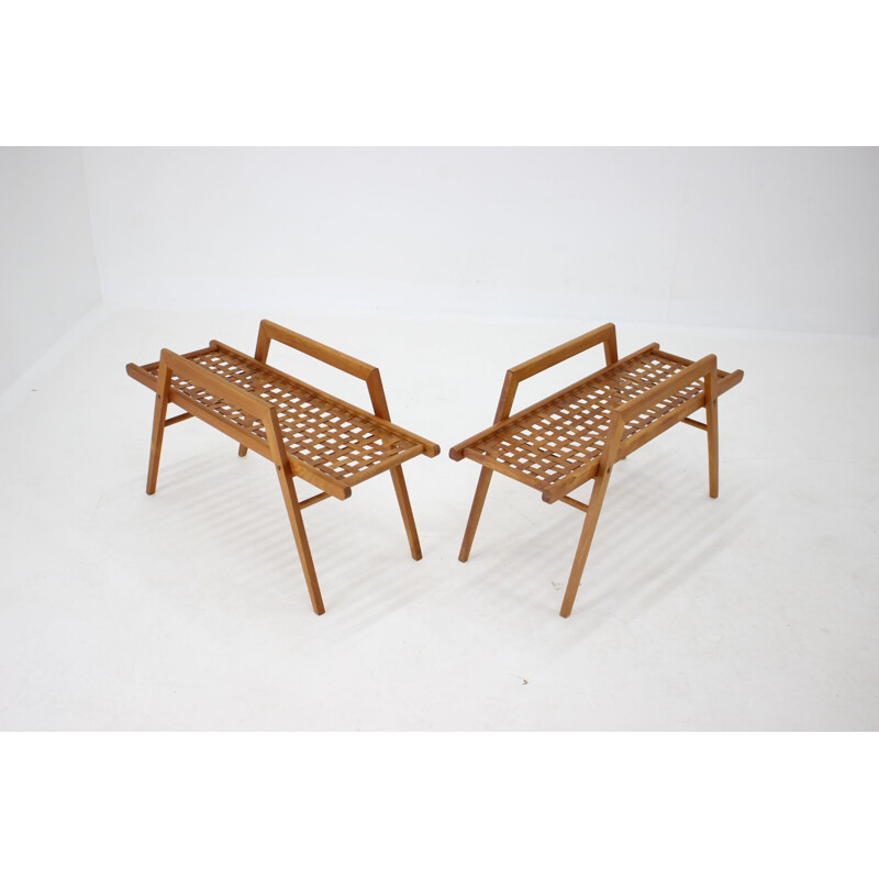 Pair of vintage plant shelves by Uluv, Czechoslovakia 1960s