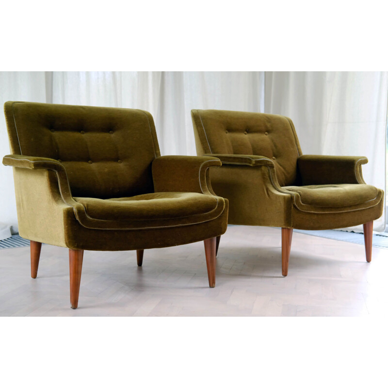 Danish vintage velvet living room set, 1950s