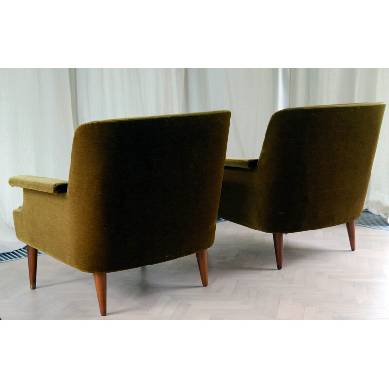 Danish vintage velvet living room set, 1950s