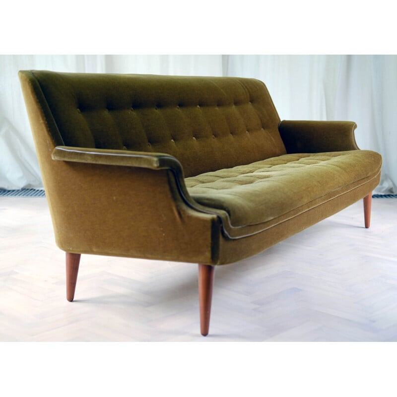Danish vintage velvet living room set, 1950s