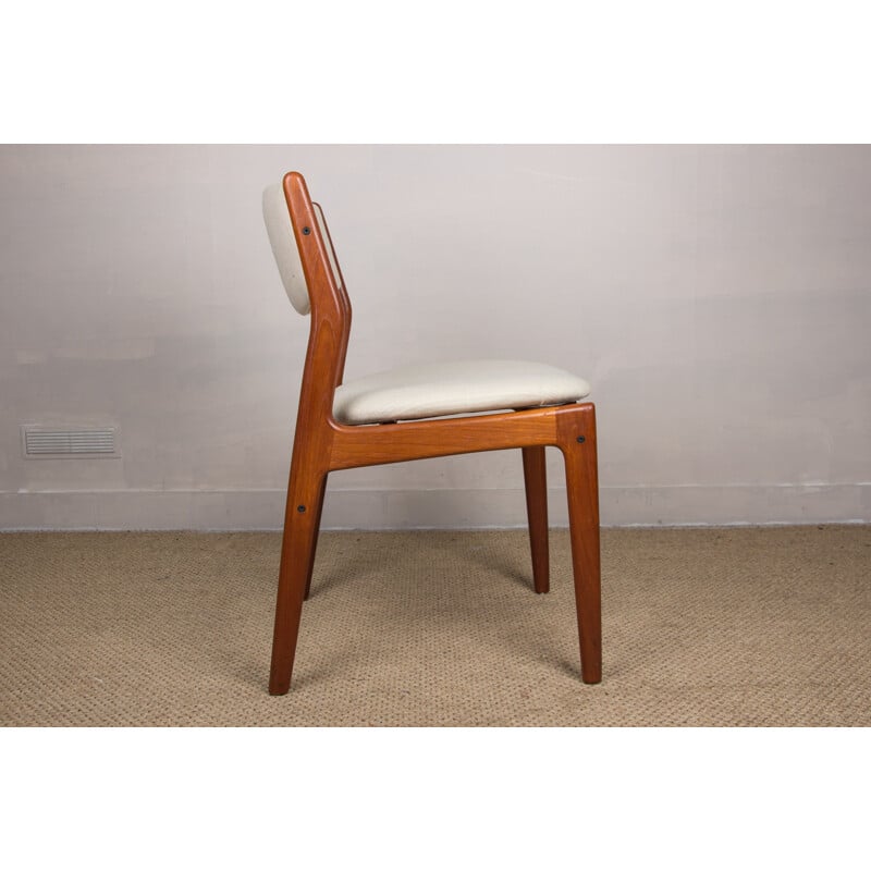 Set of 4 vintage teak and fabric Danish chairs by Erik Buch for Oddense Maskinsnedkeri As, 1960