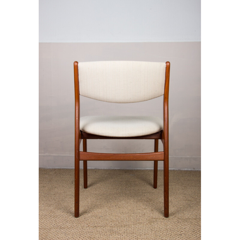 Set of 4 vintage teak and fabric Danish chairs by Erik Buch for Oddense Maskinsnedkeri As, 1960