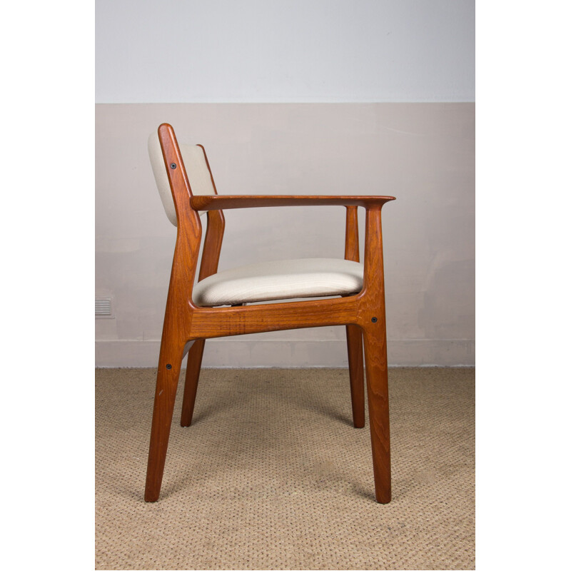 Pair of vintage Danish teak and fabric armchairs by Erik Buch for Oddense Maskinsnedkeri As, 1960