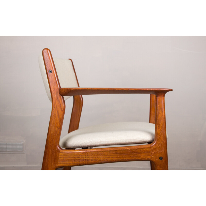 Pair of vintage Danish teak and fabric armchairs by Erik Buch for Oddense Maskinsnedkeri As, 1960