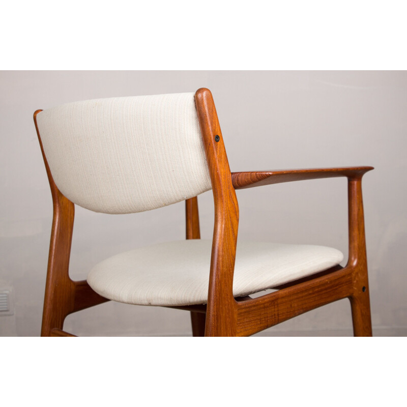 Pair of vintage Danish teak and fabric armchairs by Erik Buch for Oddense Maskinsnedkeri As, 1960