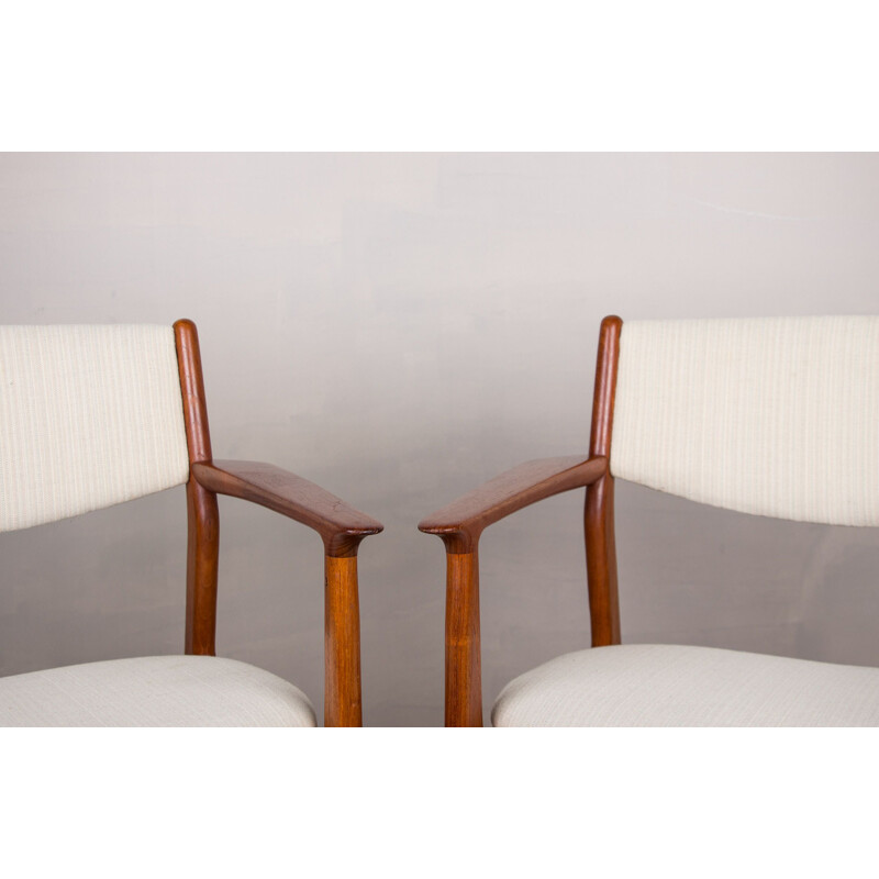 Pair of vintage Danish teak and fabric armchairs by Erik Buch for Oddense Maskinsnedkeri As, 1960