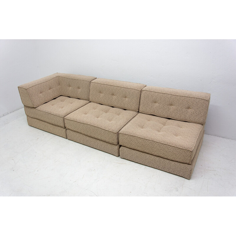 Vintage modular fabric trio sofa, 1970