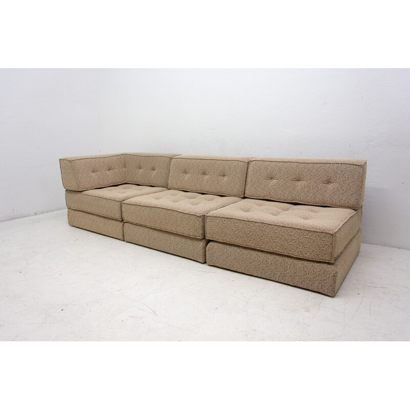 Vintage modular fabric trio sofa, 1970