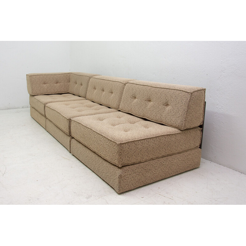 Vintage modular fabric trio sofa, 1970