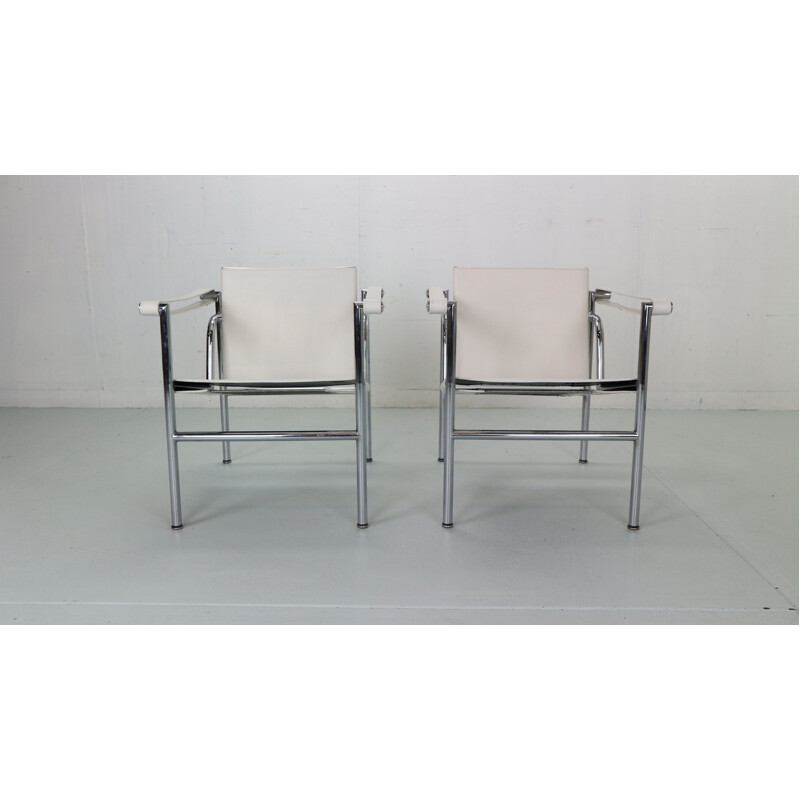 Paar vintage lederen fauteuils model LC1 van Le Corbusier voor Cassina, Italië 1970