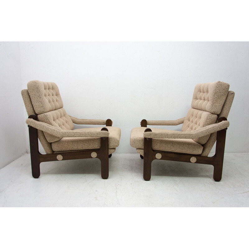 Paar vintage fauteuils in Scandinavische stijl, 1970