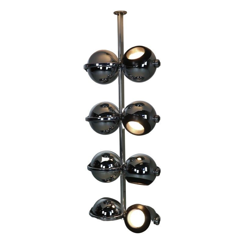 Vintage German steel chandelier by Terence Conran for Erco, 1970s