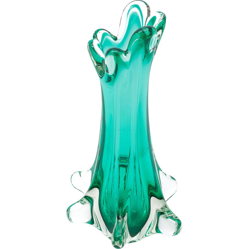 Jarrón vintage de Murano Chambord verde de Fratelli Toso, 1960