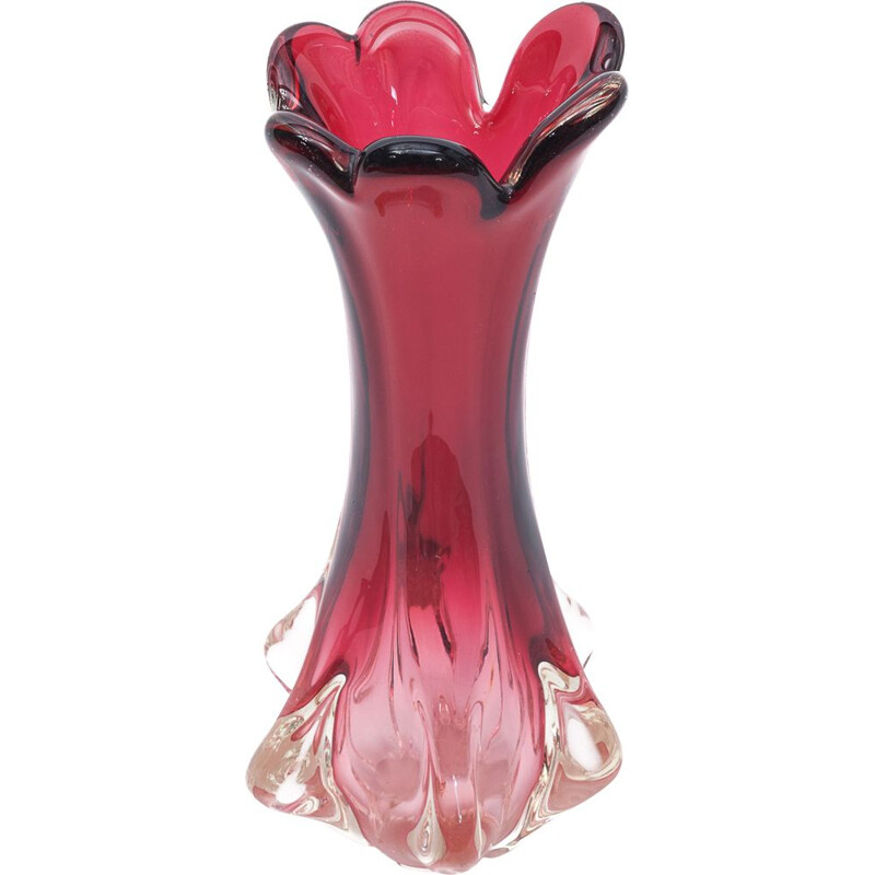 Vase vintage Murano Chambord rouge