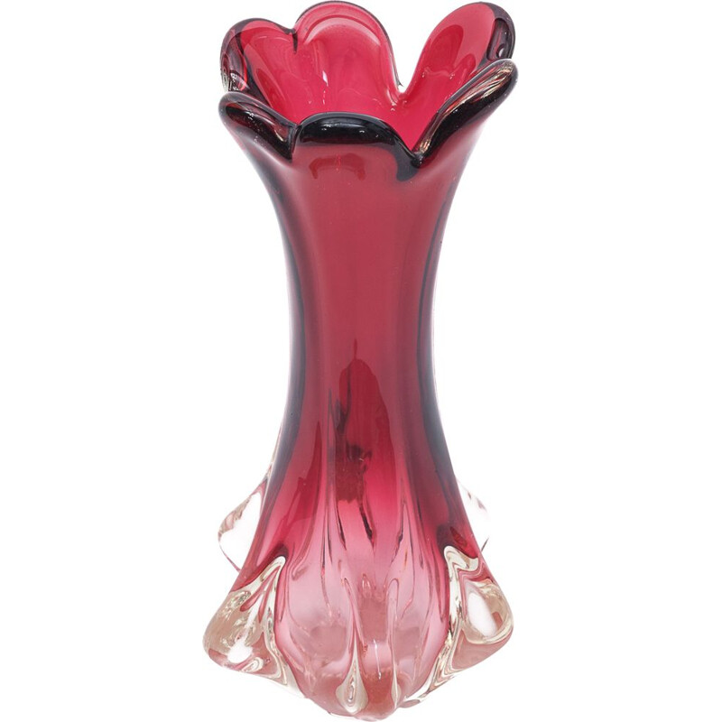 Vintage Murano Chambord red vase by Fratelli Toso, 1960