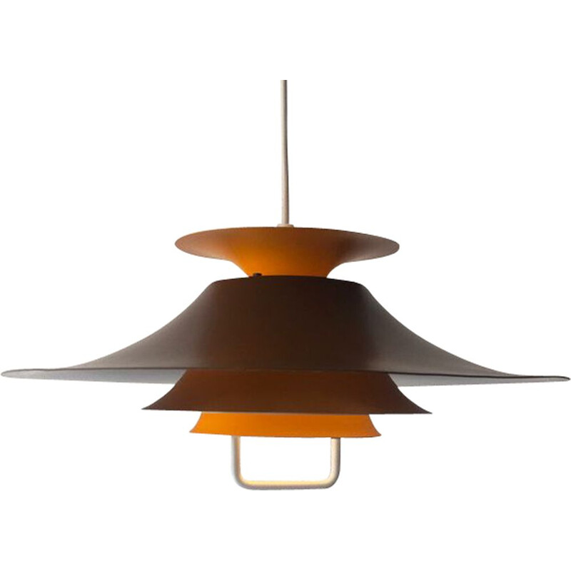 Danish vintage pendant lamp with warm colours, 1970