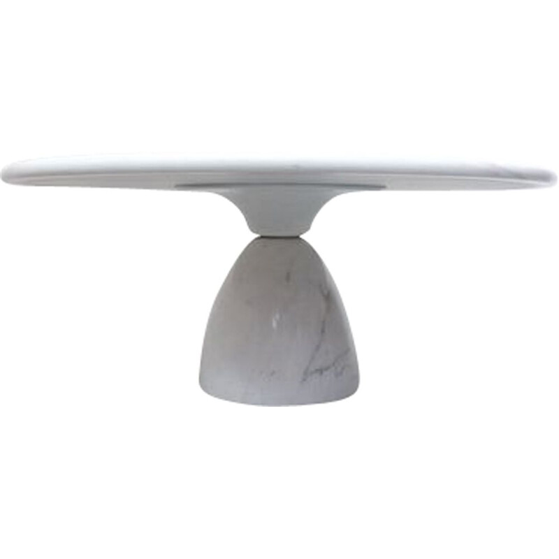 Round vintage coffee table in Carrara marble by Peter Draenert, 1970