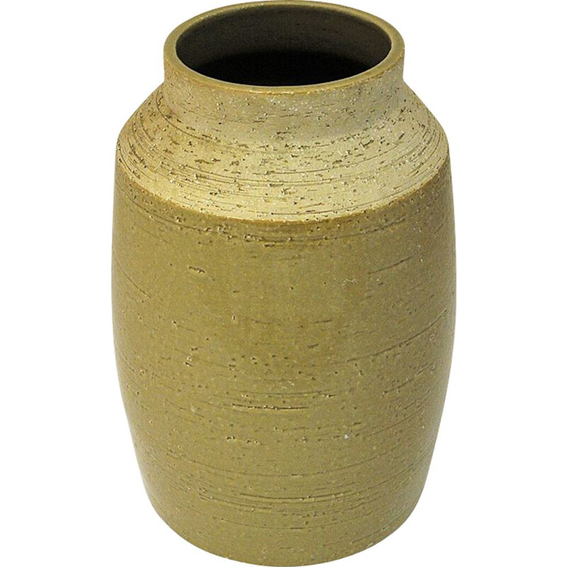 Vintage beige ceramic vase by Hertha Bengtsson for Rörstrand, Sweden 1960-1970s