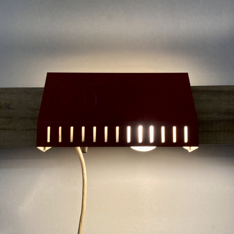 Vintage Scandinavian red orientable wall lamp, 1950