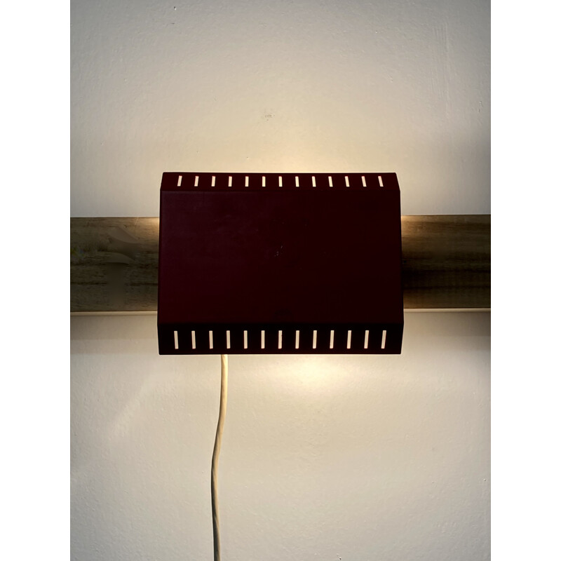 Vintage Scandinavian red orientable wall lamp, 1950