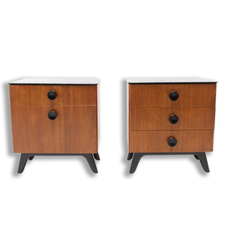 Pair of vintage night stands by Jindřich Halabala for Úp Závody, Czechoslovakia 1950