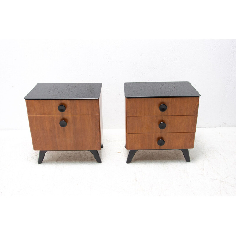 Pair of vintage night stands by Jindřich Halabala for Úp Závody, Czechoslovakia 1950