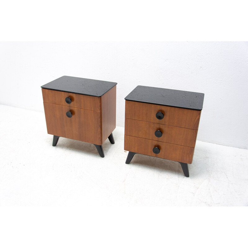 Pair of vintage night stands by Jindřich Halabala for Úp Závody, Czechoslovakia 1950