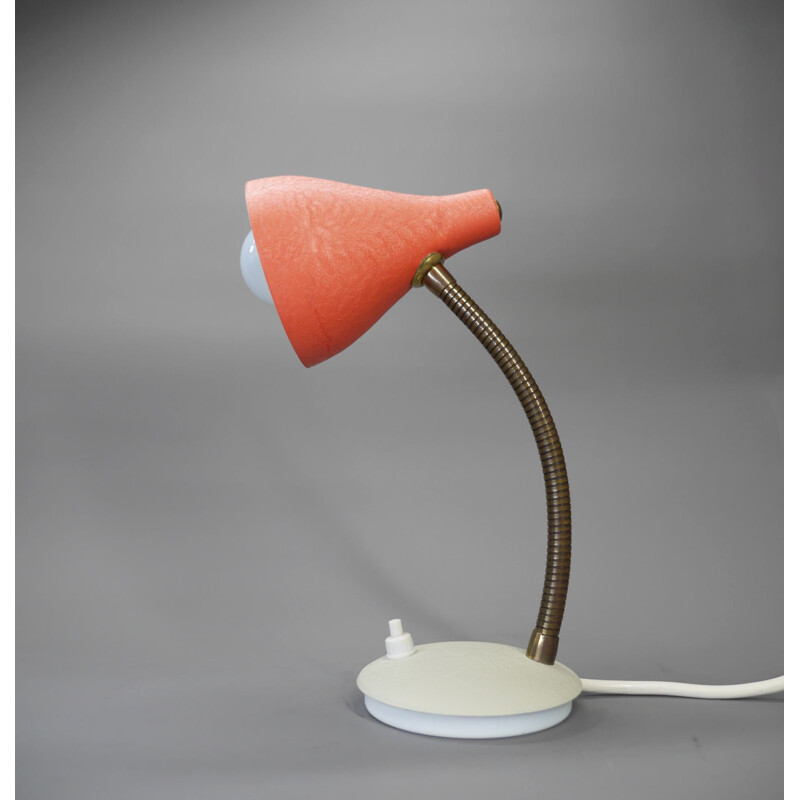 Vintage coral table lamp with gooseneck, Germany 1950s