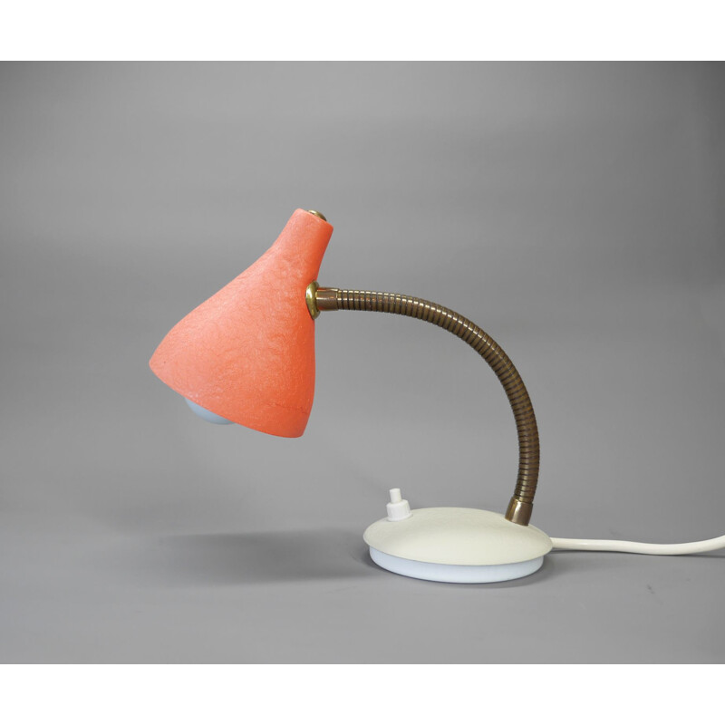 Vintage coral table lamp with gooseneck, Germany 1950s