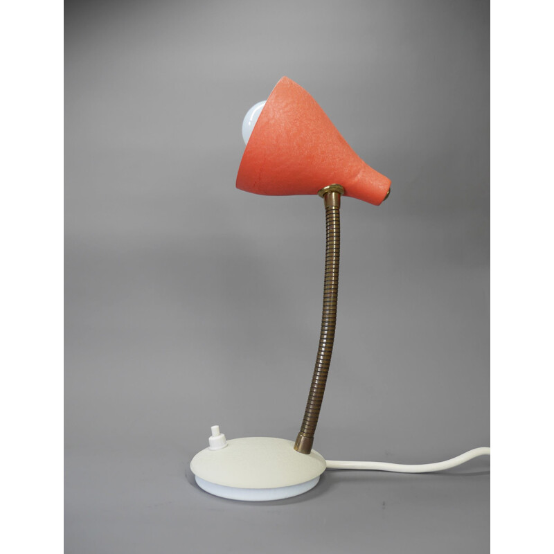 Vintage coral table lamp with gooseneck, Germany 1950s
