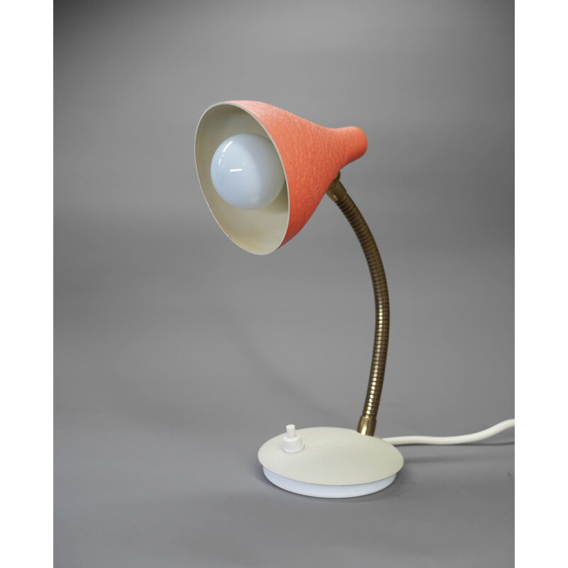 Vintage coral table lamp with gooseneck, Germany 1950s