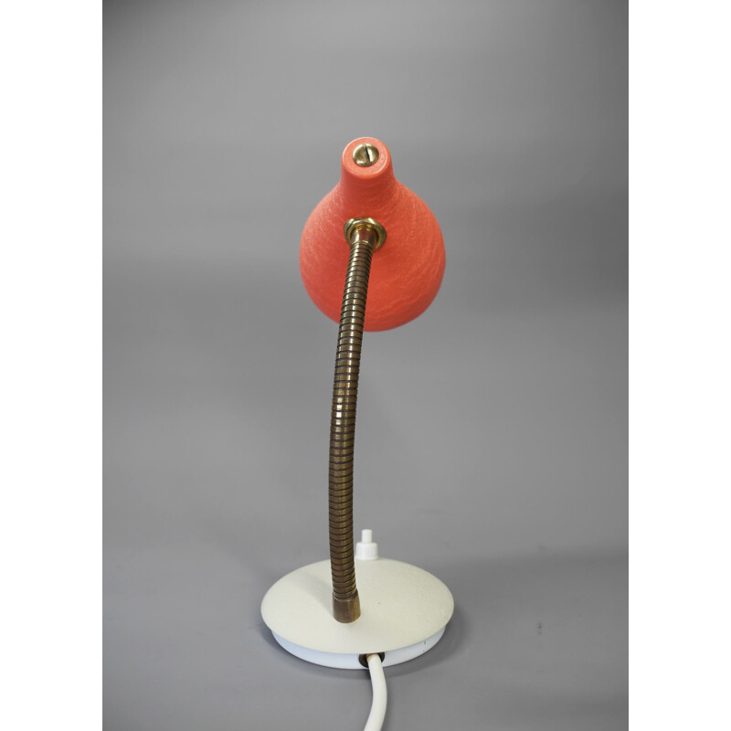 Vintage coral table lamp with gooseneck, Germany 1950s