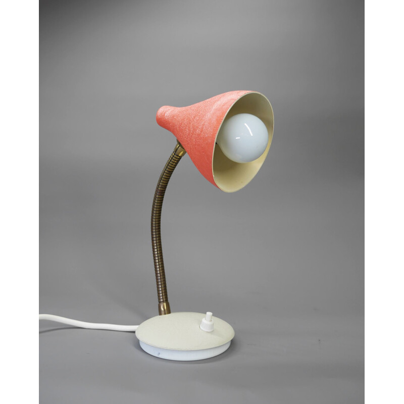 Vintage coral table lamp with gooseneck, Germany 1950s