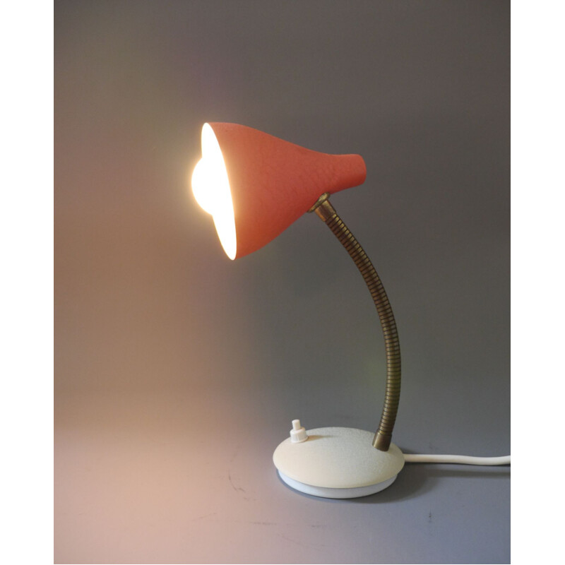 Vintage coral table lamp with gooseneck, Germany 1950s