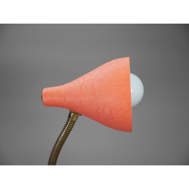 Vintage coral table lamp with gooseneck, Germany 1950s