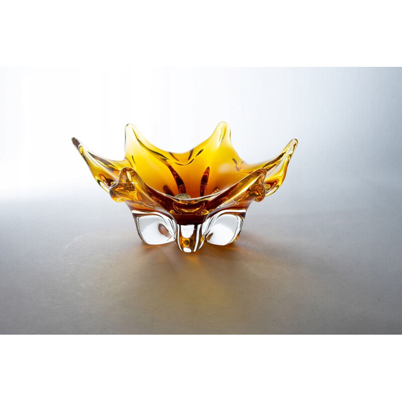 Vintage bowl by Josef Hospodka for Chřibská Glassworks, 1960s