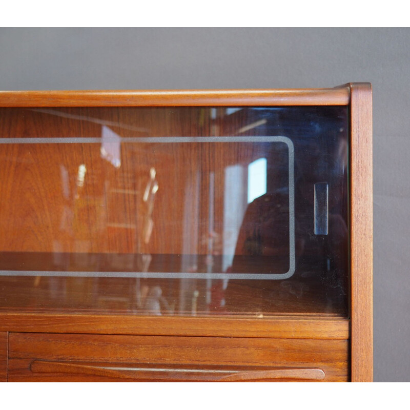 Danish teak secretaire with glass - 1960s