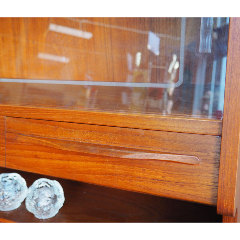 Danish teak secretaire with glass - 1960s