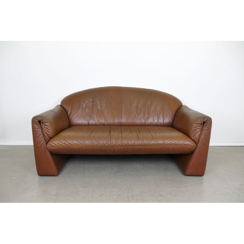 Vintage 2-seater leather Octanova sofa by Peter Maly for Cor, Germany 1980s