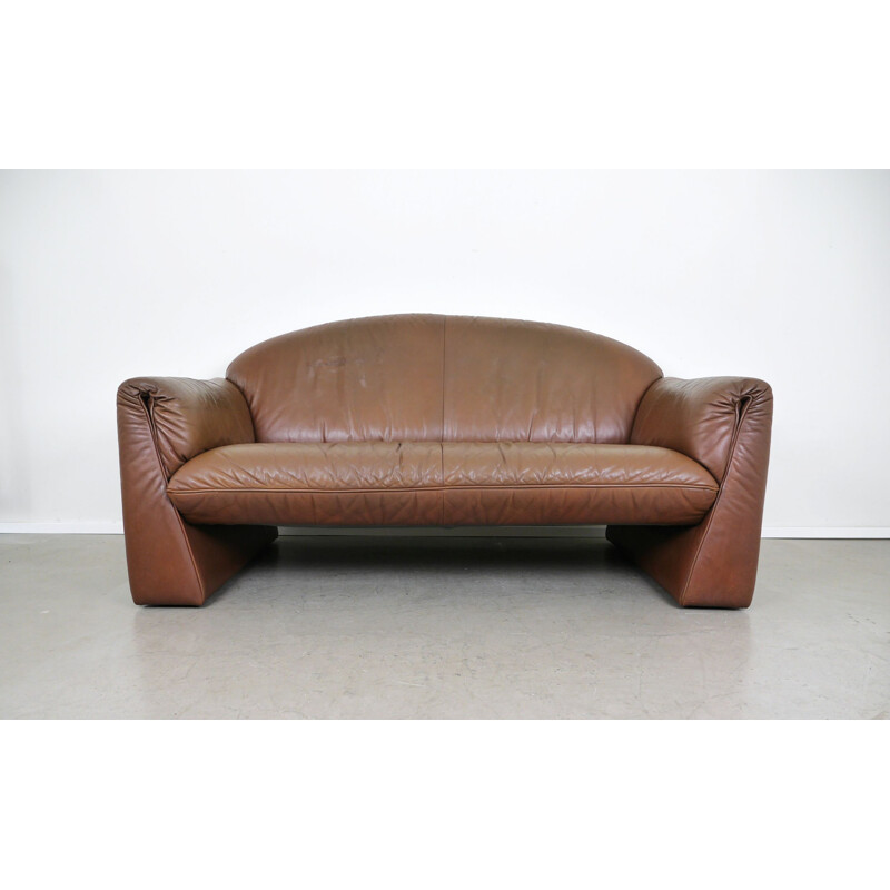 Vintage 2-seater leather Octanova sofa by Peter Maly for Cor, Germany 1980s