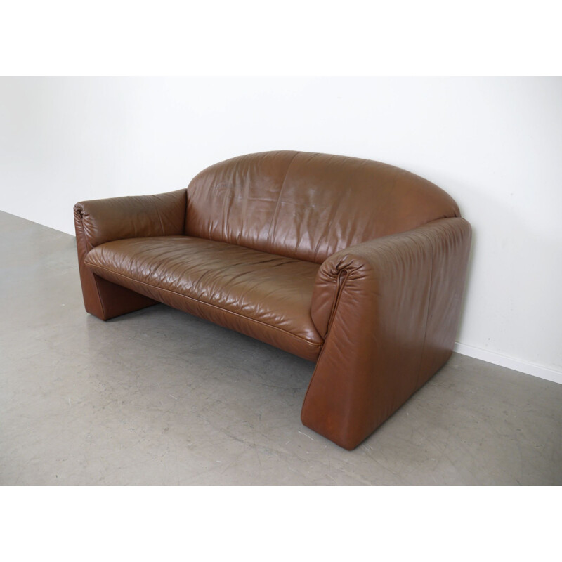 Vintage 2-seater leather Octanova sofa by Peter Maly for Cor, Germany 1980s