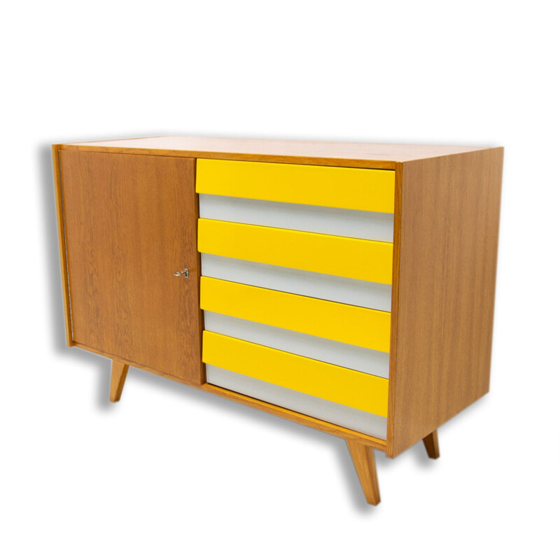 Vintage beechwood chest of drawers U-458 by Jiri Jiroutek, Czechoslovakia 1960