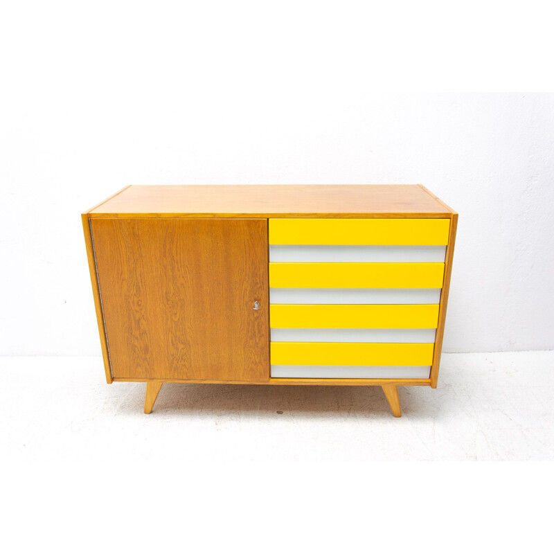 Vintage beechwood chest of drawers U-458 by Jiri Jiroutek, Czechoslovakia 1960