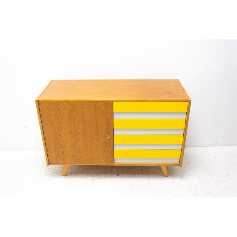 Vintage beechwood chest of drawers U-458 by Jiri Jiroutek, Czechoslovakia 1960