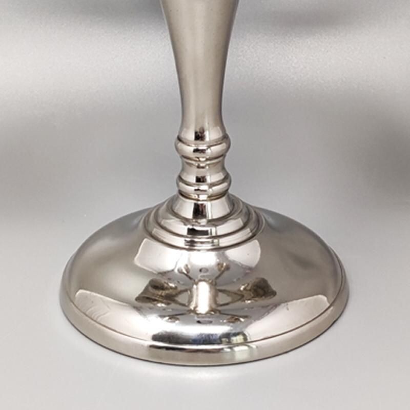 Vintage stainless steel candlestick for Five Candles, Italy 1950