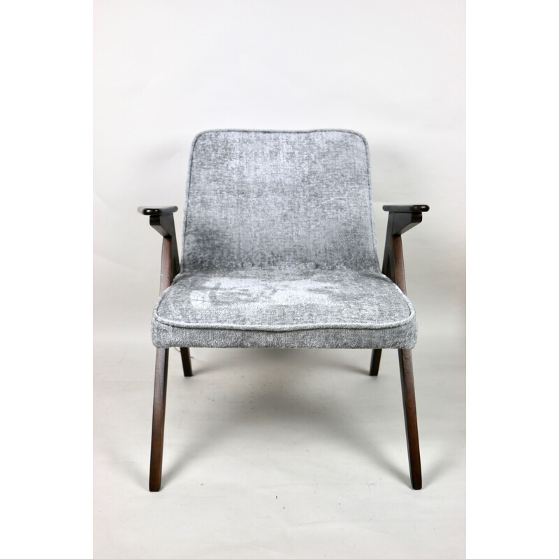 Vintage grey silver Bunny armchair by Józef Chierowski, 1970s