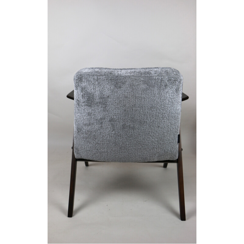 Vintage grey silver Bunny armchair by Józef Chierowski, 1970s