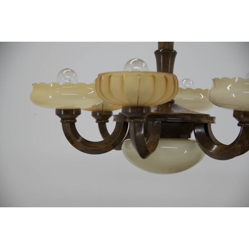 Vintage chandelier in lacquered wood, 1920