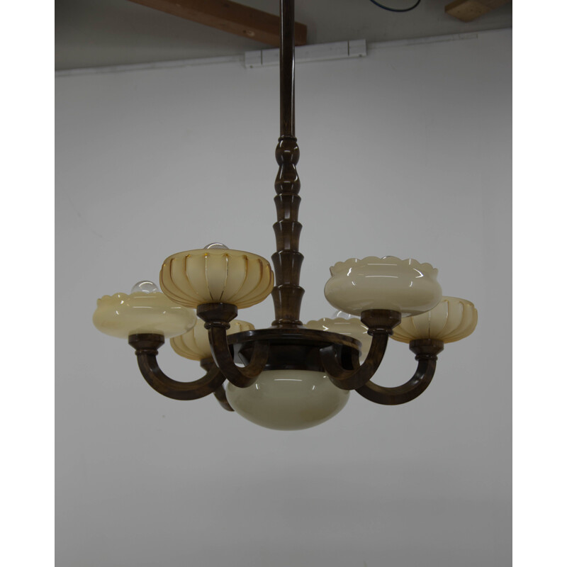 Vintage chandelier in lacquered wood, 1920